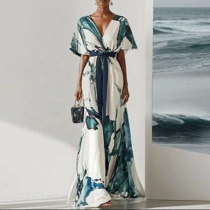 Bohemian Floral Maxi Dress – Elegant Deep V Neck Summer Style 5