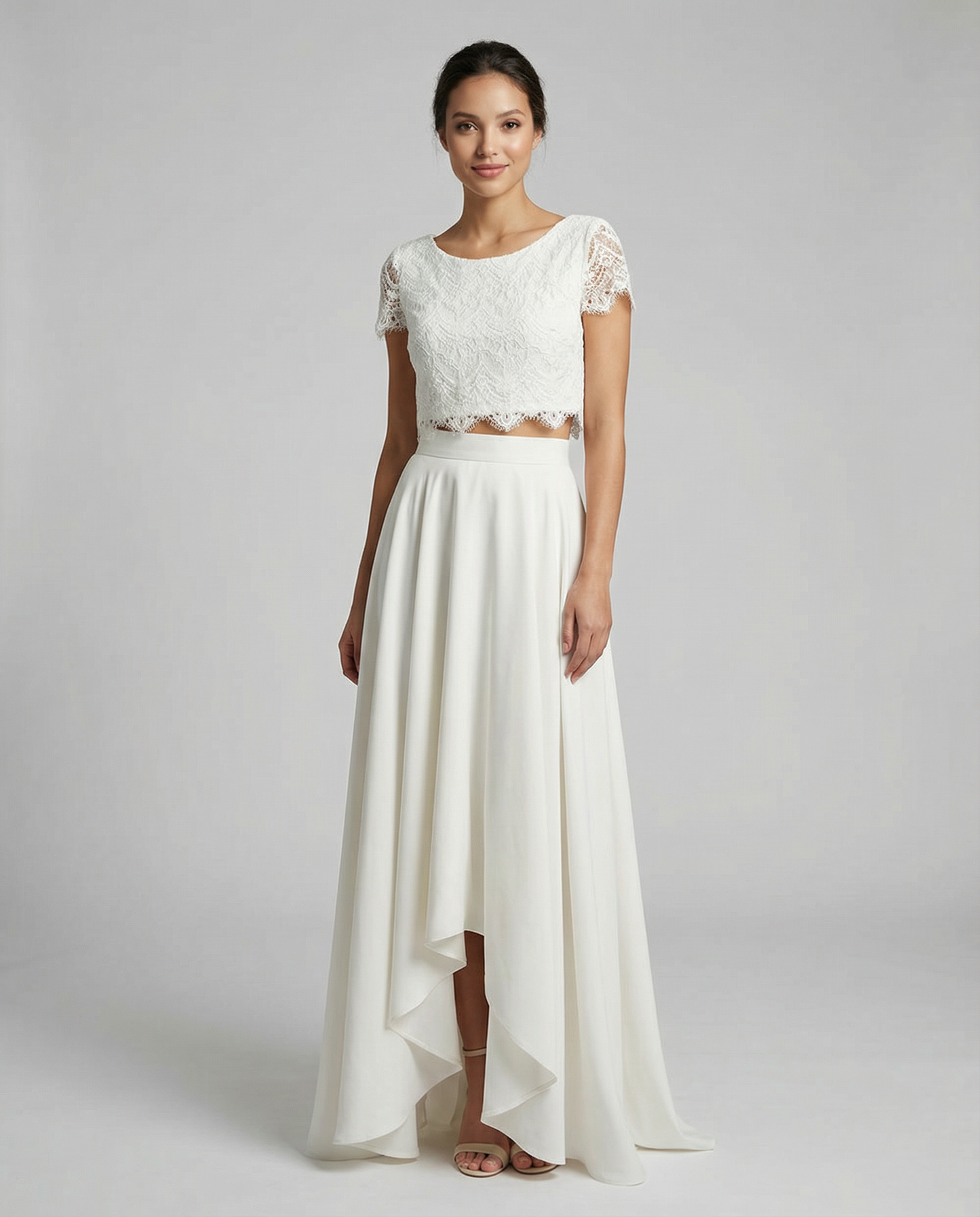 Bohemian Lace Wedding Dress – High-Low Design for Outdoor Celebrations 2