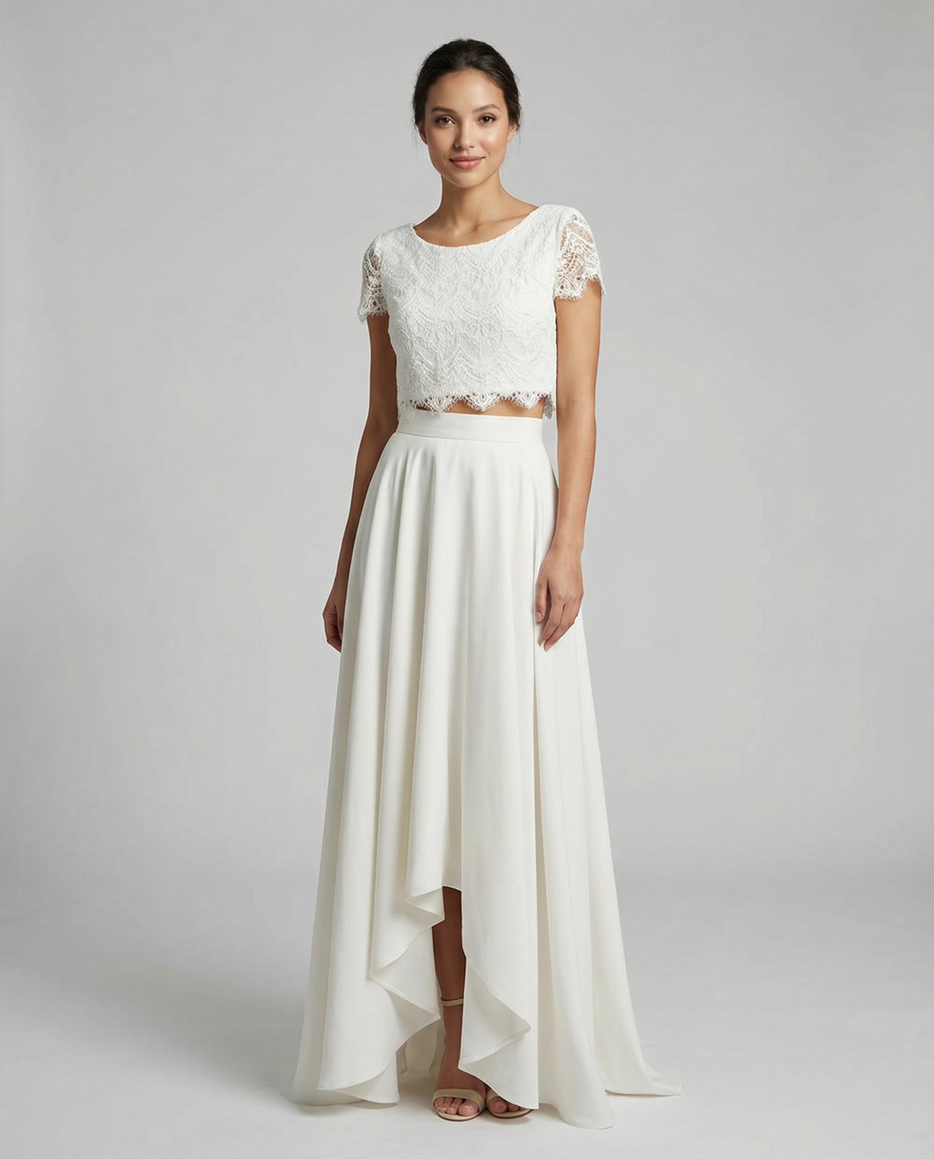 Bohemian Lace Wedding Dress – High-Low Design for Outdoor Celebrations 2