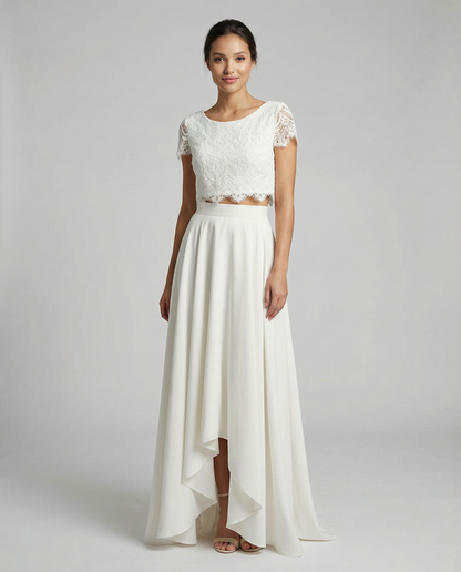 Bohemian Lace Wedding Dress – High-Low Design for Outdoor Celebrations 2