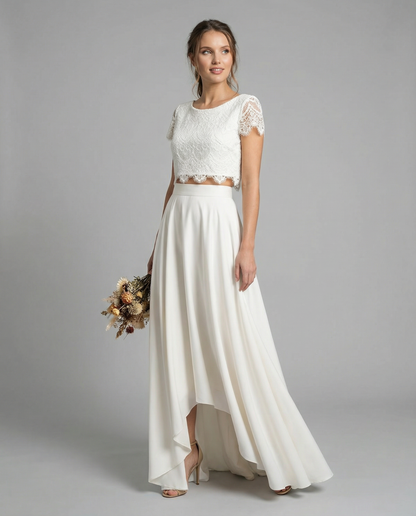 Bohemian Lace Wedding Dress – High-Low Design for Outdoor Celebrations 3