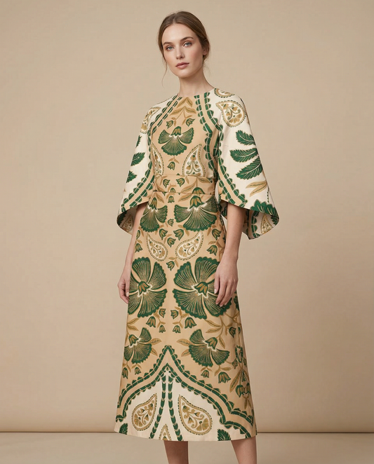 Bohemian Midi Dress – Chic High Waist Design for Stylish Summer Outfits 1