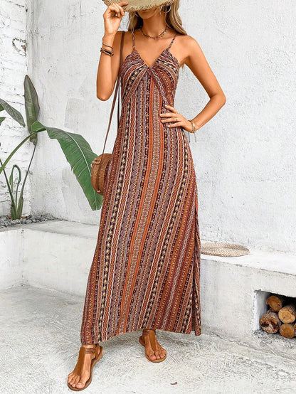 Boho Ethnic Maxi Dress – Backless Split Thigh Summer Style 5