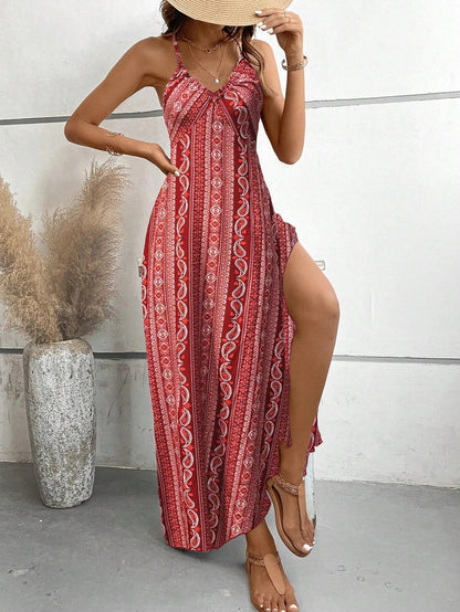 Boho Ethnic Maxi Dress – Backless Split Thigh Summer Style 6