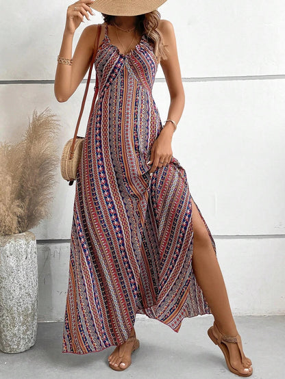 Boho Ethnic Maxi Dress – Backless Split Thigh Summer Style 7