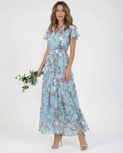 Boho Floral Maxi Dress – Elegant Ruffle Sleeves for Summer Parties 3