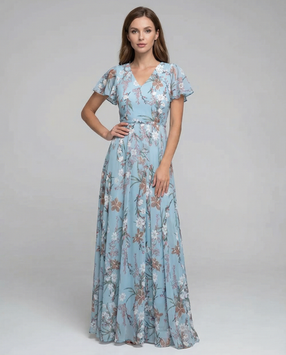 Boho Floral Maxi Dress – Elegant Ruffle Sleeves for Summer Parties 4