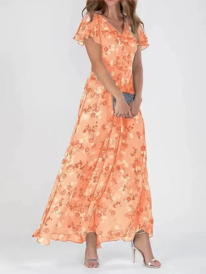 Boho Floral Maxi Dress – Elegant Ruffle Sleeves for Summer Parties 6