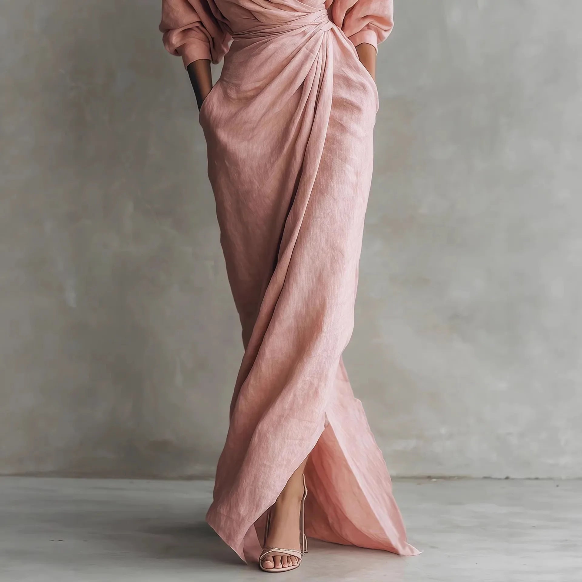 Boho V Neck Maxi Dress – Elegant Draped Design for Summer Events 4