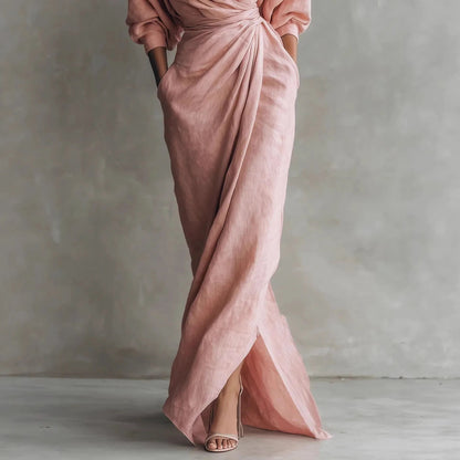 Boho V Neck Maxi Dress – Elegant Draped Design for Summer Events 4