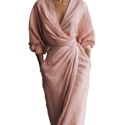 Boho V Neck Maxi Dress – Elegant Draped Design for Summer Events 5