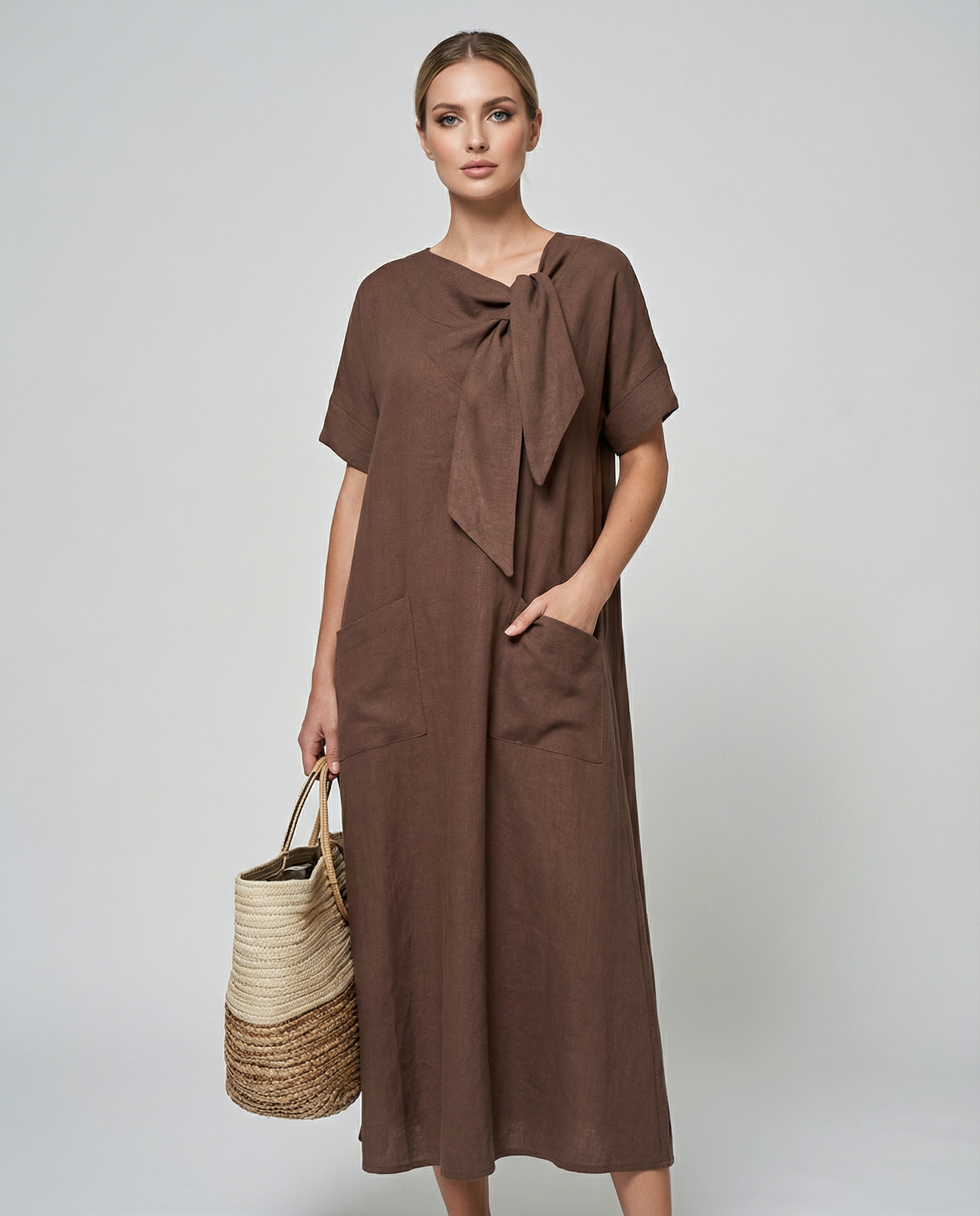 Boho Vintage Dress – Relaxed Fit with Lace-Up Detail for Casual Summer Outings 2