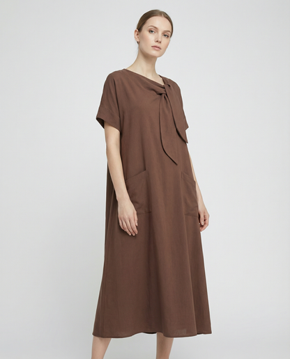 Boho Vintage Dress – Relaxed Fit with Lace-Up Detail for Casual Summer Outings 3