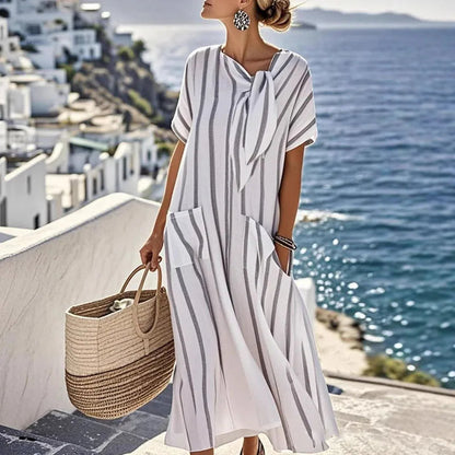Boho Vintage Dress – Relaxed Fit with Lace-Up Detail for Casual Summer Outings 5