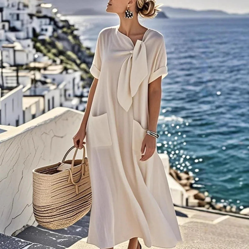 Boho Vintage Dress – Relaxed Fit with Lace-Up Detail for Casual Summer Outings 6