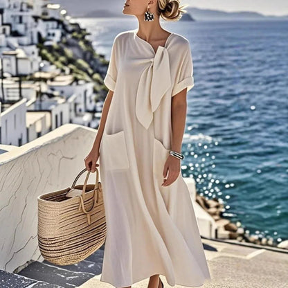 Boho Vintage Dress – Relaxed Fit with Lace-Up Detail for Casual Summer Outings 6