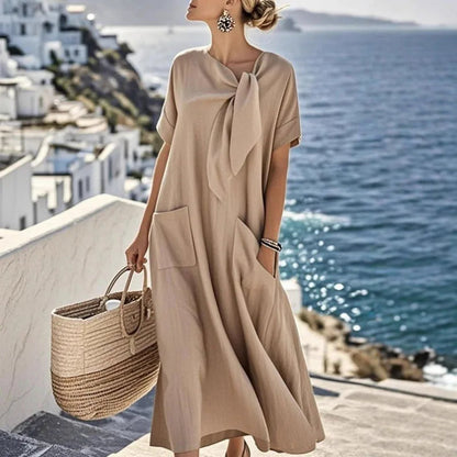 Boho Vintage Dress – Relaxed Fit with Lace-Up Detail for Casual Summer Outings 7