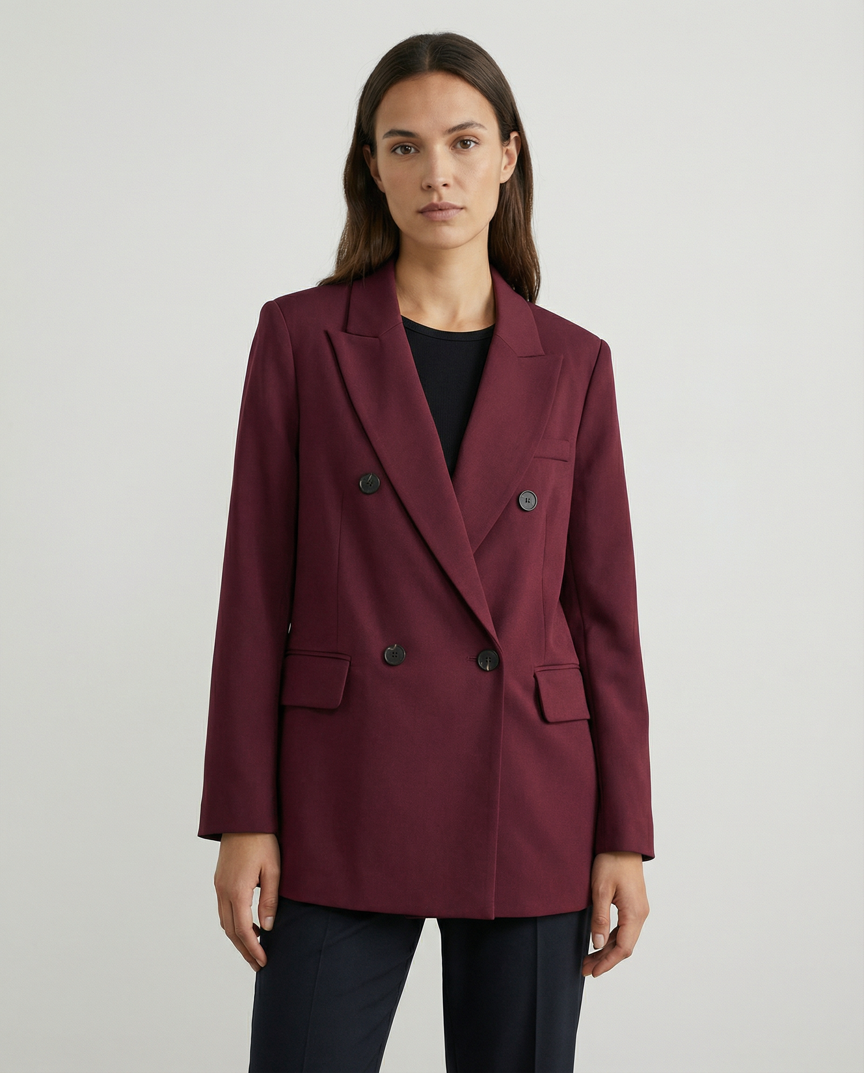 Burgundy Vintage Blazer – Double Breasted Autumn Essential 1