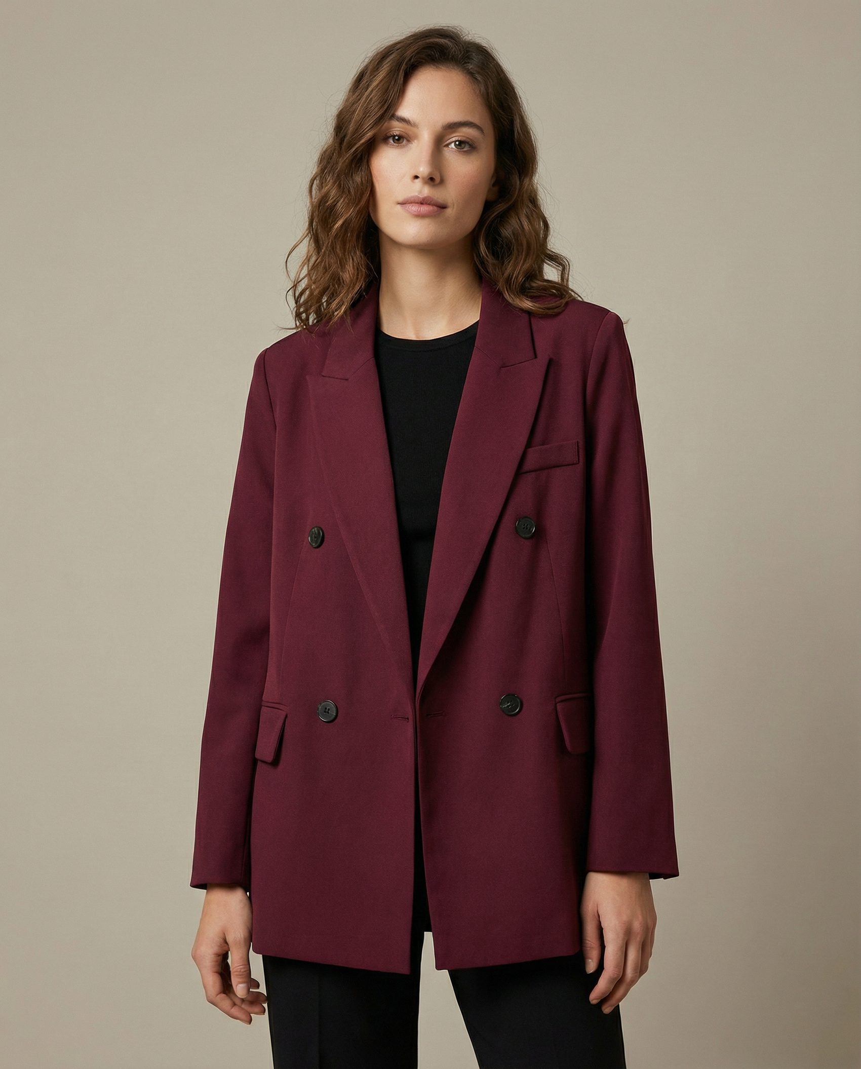 Burgundy Vintage Blazer – Double Breasted Autumn Essential 2