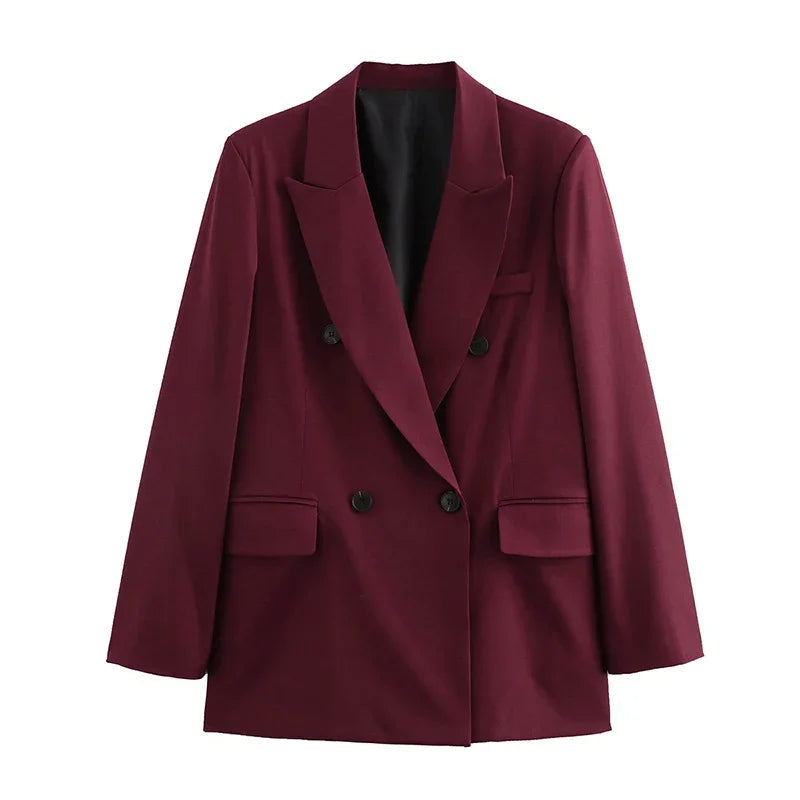 Burgundy Vintage Blazer – Double Breasted Autumn Essential 4