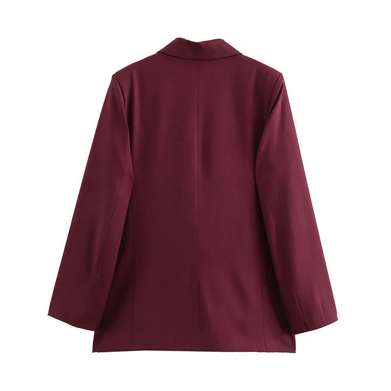 Burgundy Vintage Blazer – Double Breasted Autumn Essential 5