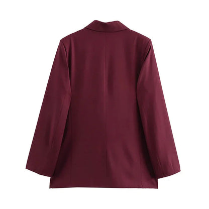 Burgundy Vintage Blazer – Double Breasted Autumn Essential 5