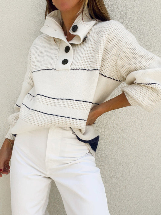 Button Collar Knit Pullover 3