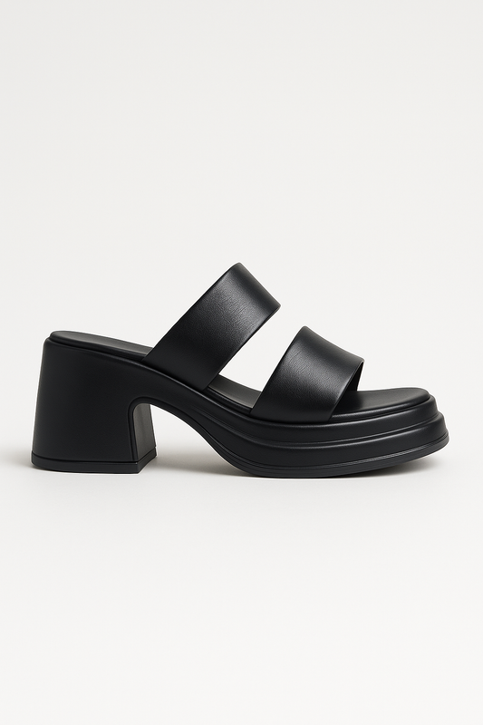 Calf Leather Sandals – Chunky High Heel 0