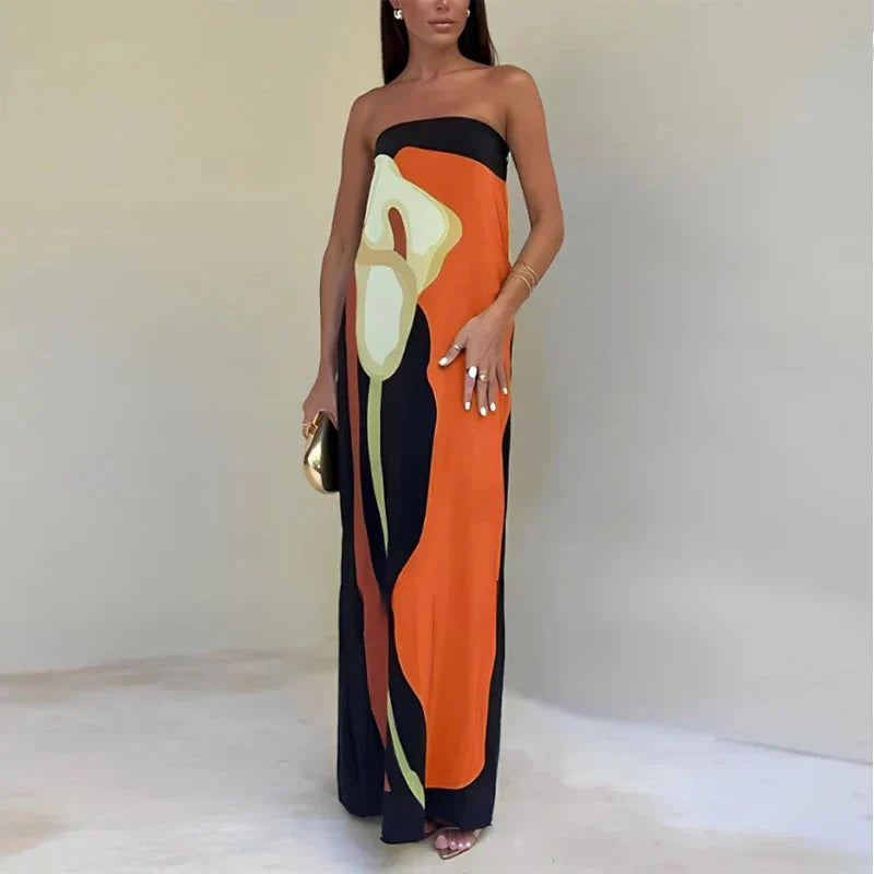 Calla Strapless Printed Maxi Dress 6