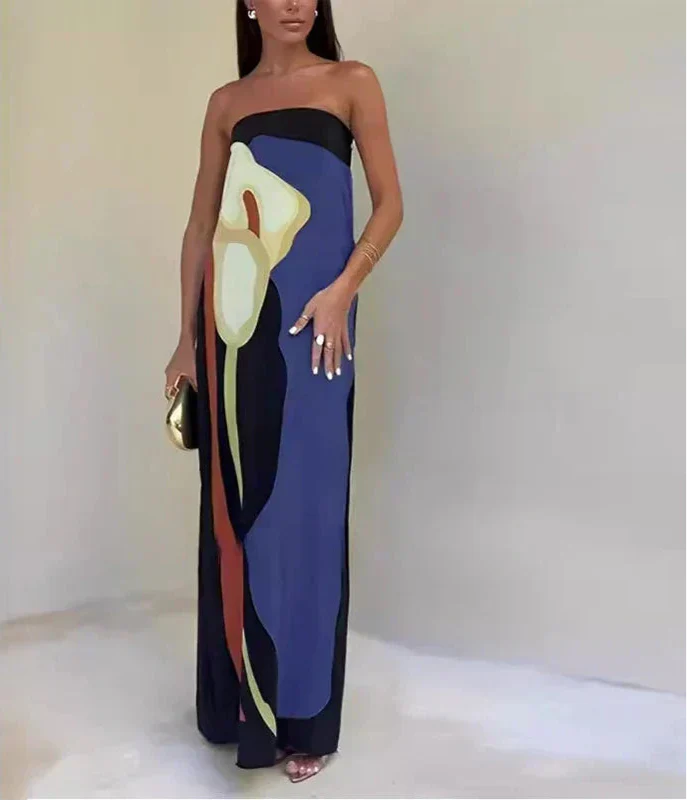Calla Strapless Printed Maxi Dress 8