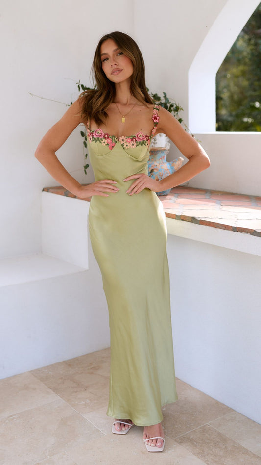 Carol | Women’s Floral Embroidered Maxi Dress with Elegant Flow 0