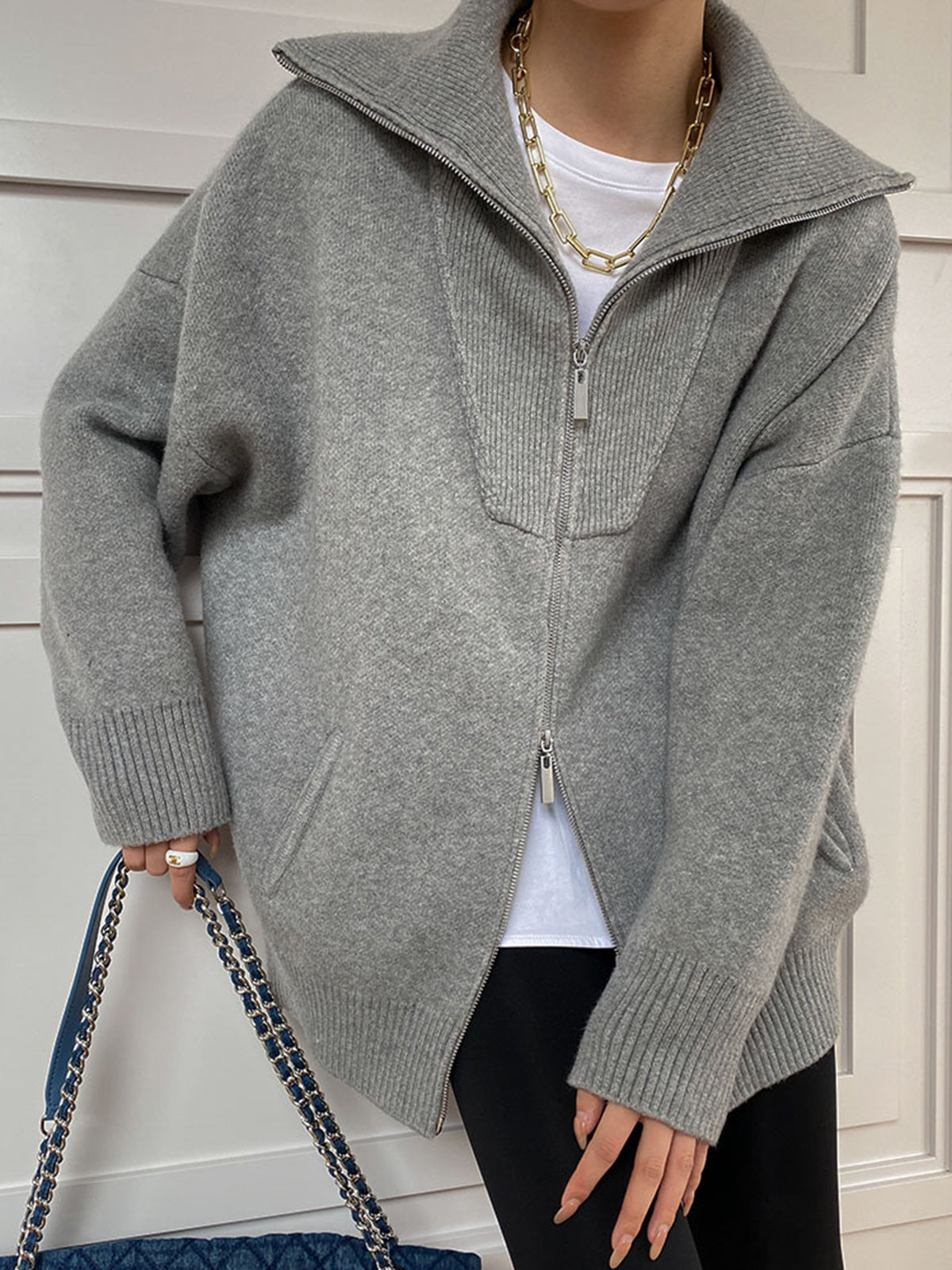 Casual Oversized Open Collar Cardigan 1