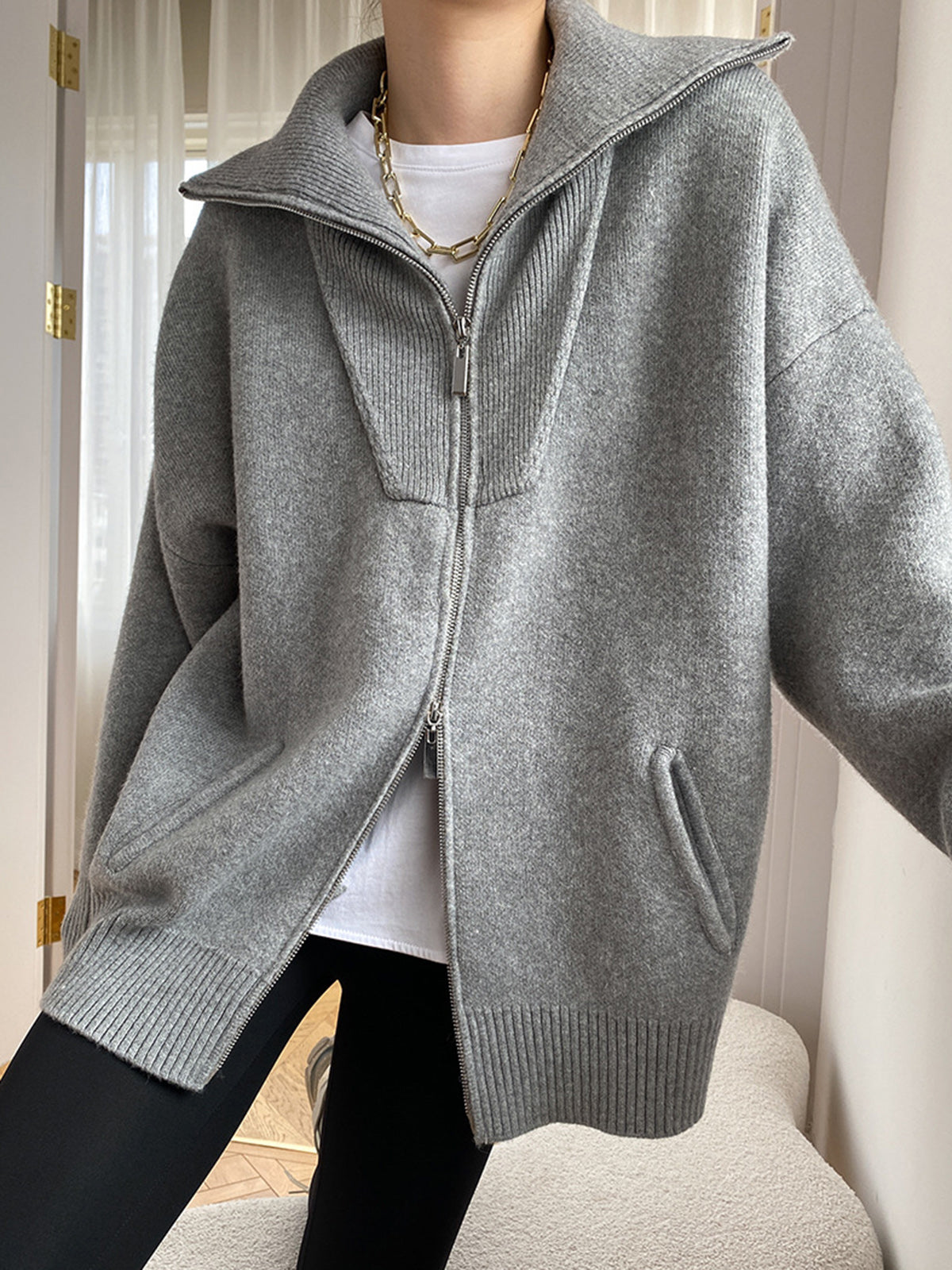 Casual Oversized Open Collar Cardigan 4