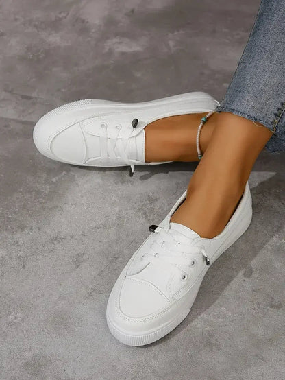 Casual Round Toe Flat Shoes with Lace-Up Design for Women 0