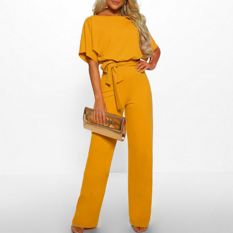 Celeste | Women's Belted Wide Leg Jumpsuit Batwing Sleeve Elegant 0