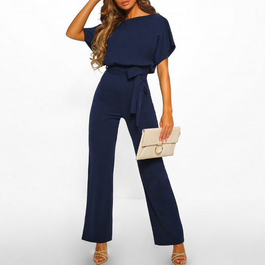 Celeste | Women's Belted Wide Leg Jumpsuit Batwing Sleeve Elegant 1
