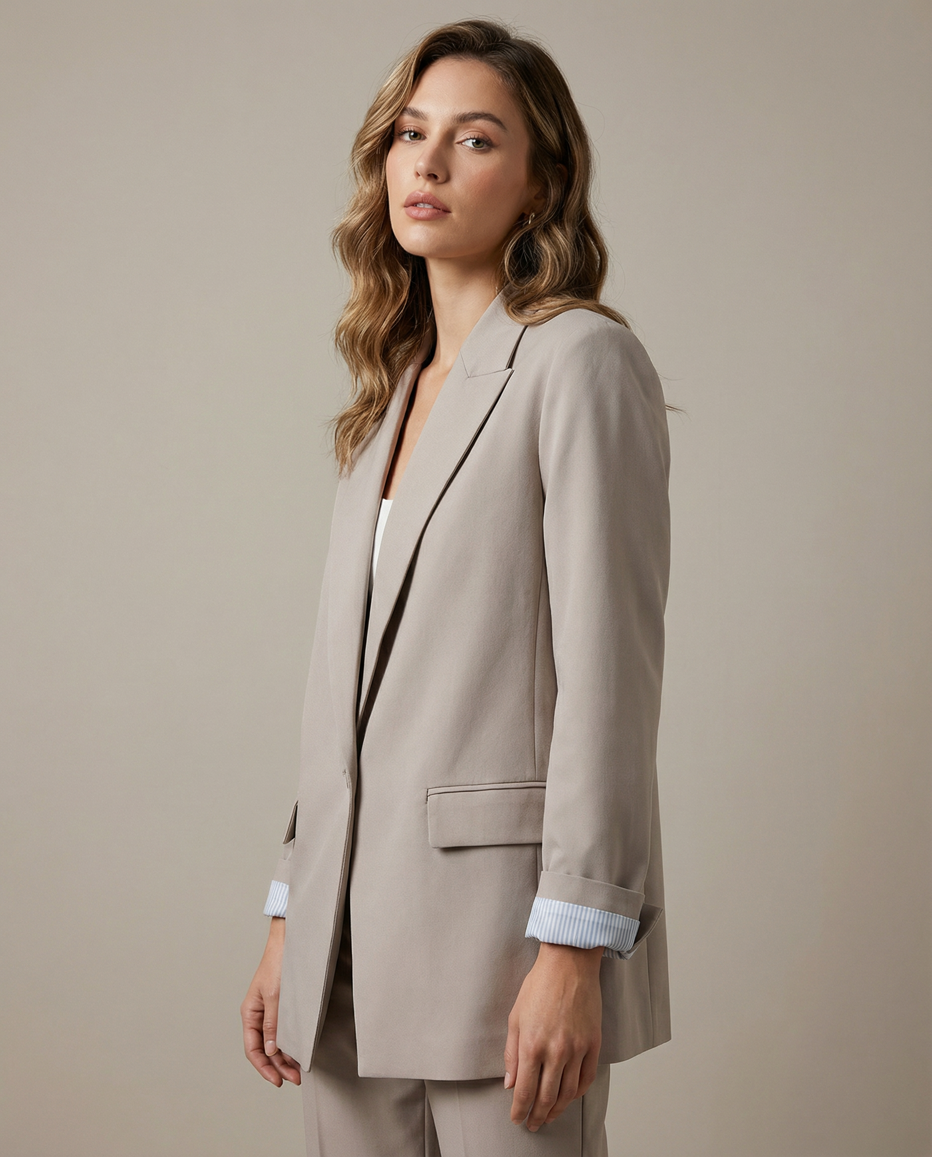 Charmchant Oversized Blazer – Chic Linen Layering Piece 3