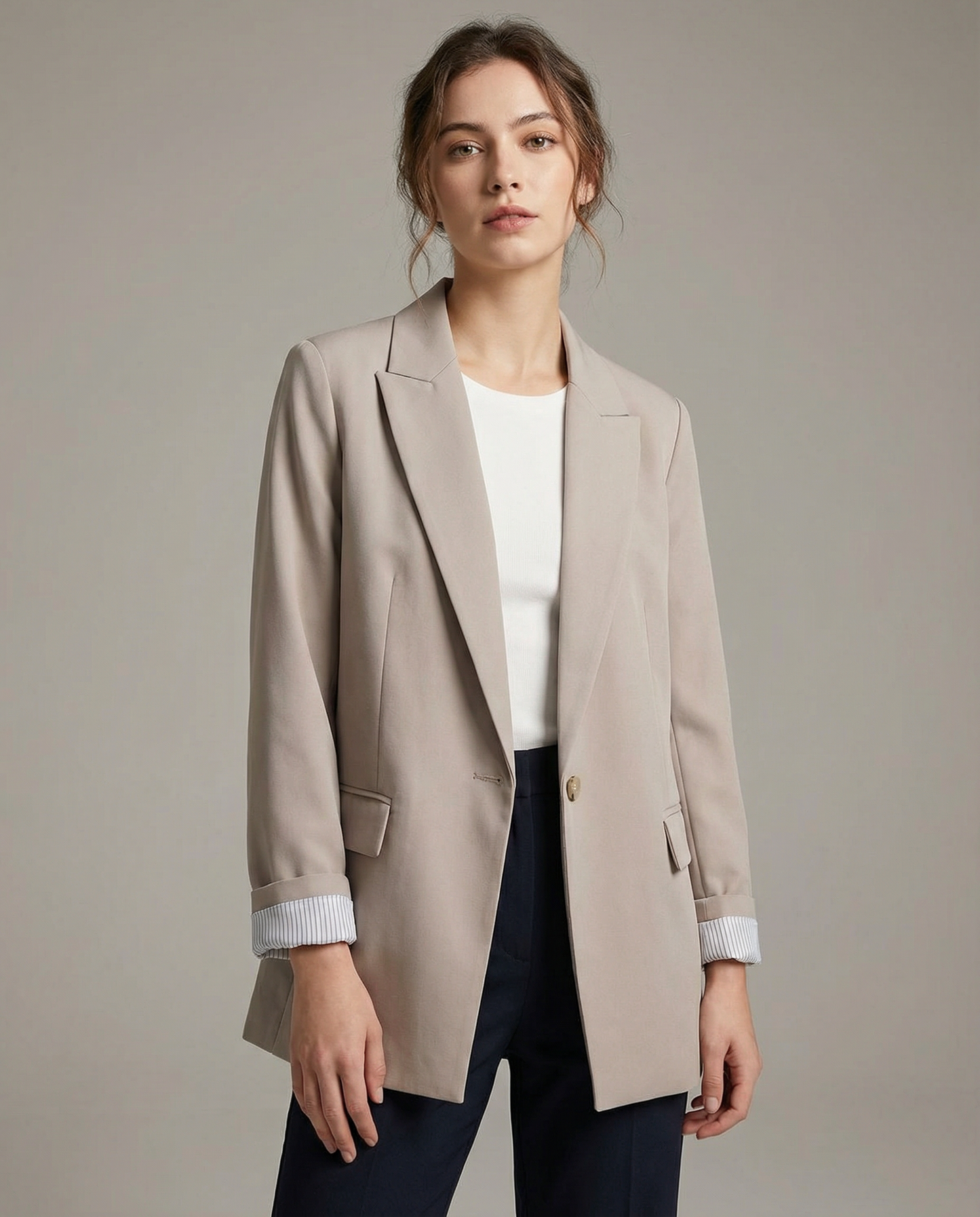 Charmchant Oversized Blazer – Chic Linen Layering Piece 4