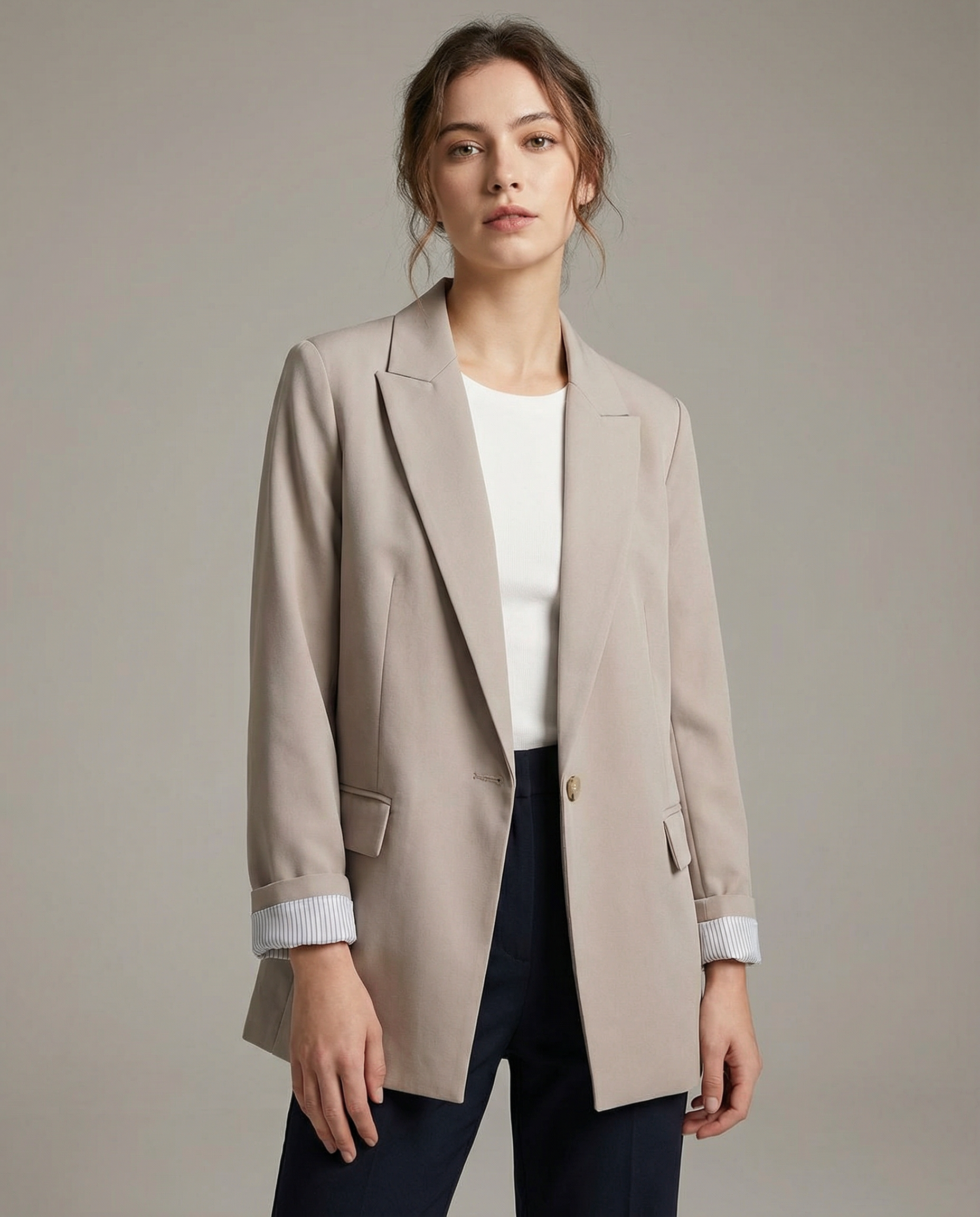 Charmchant Oversized Blazer – Chic Linen Layering Piece 4