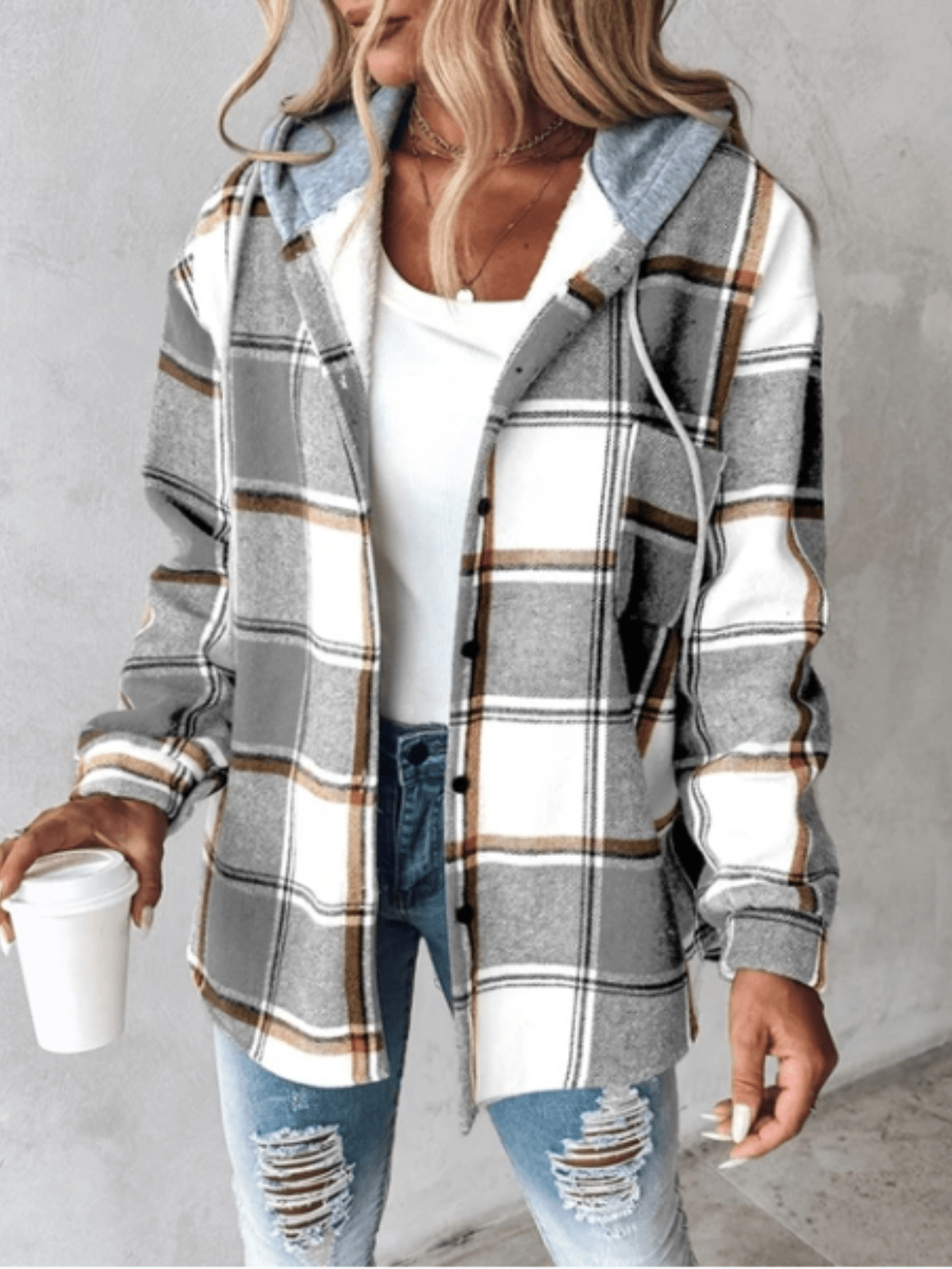 Checkered Hoodie jacket for women 1