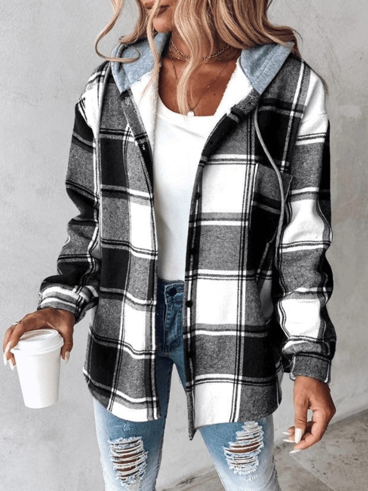 Checkered Hoodie jacket for women 6