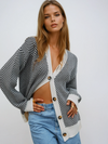 Chevron Contrast Button-Up Cardigan 0