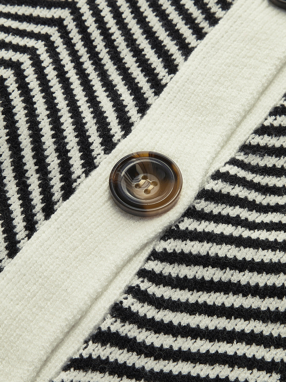 Chevron Contrast Button-Up Cardigan 5