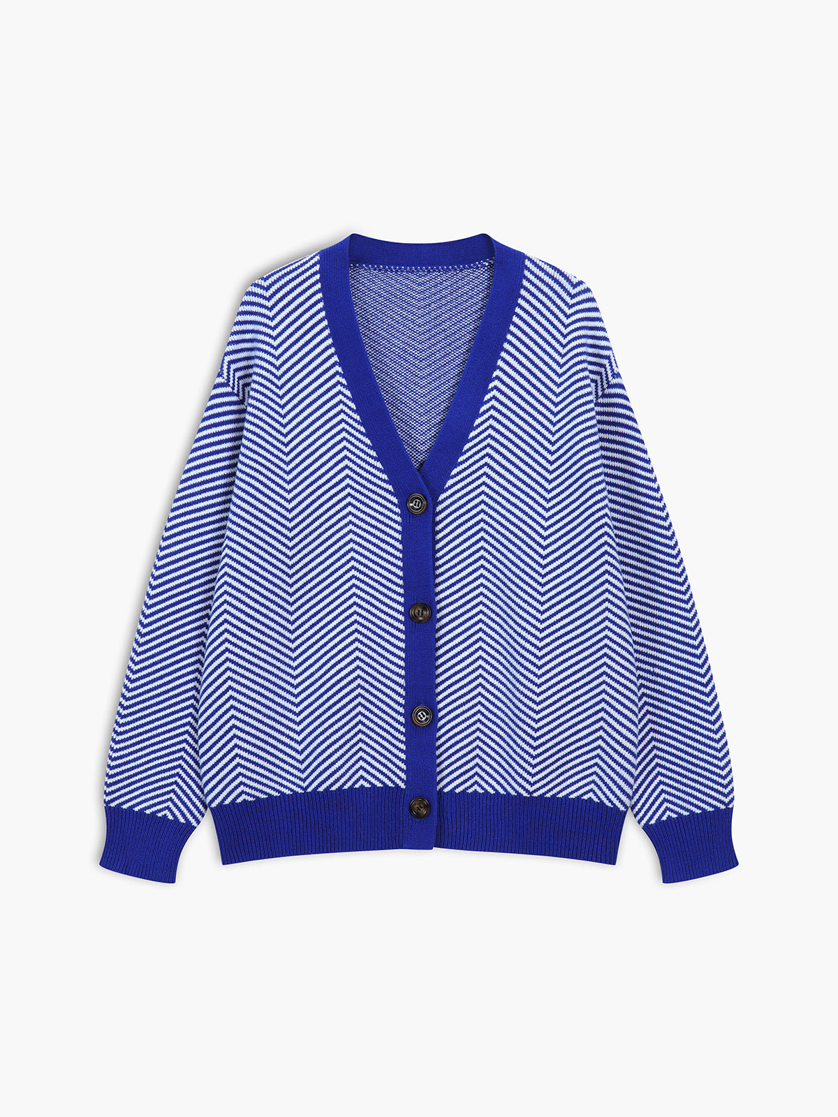 Chevron Contrast Button-Up Cardigan 6