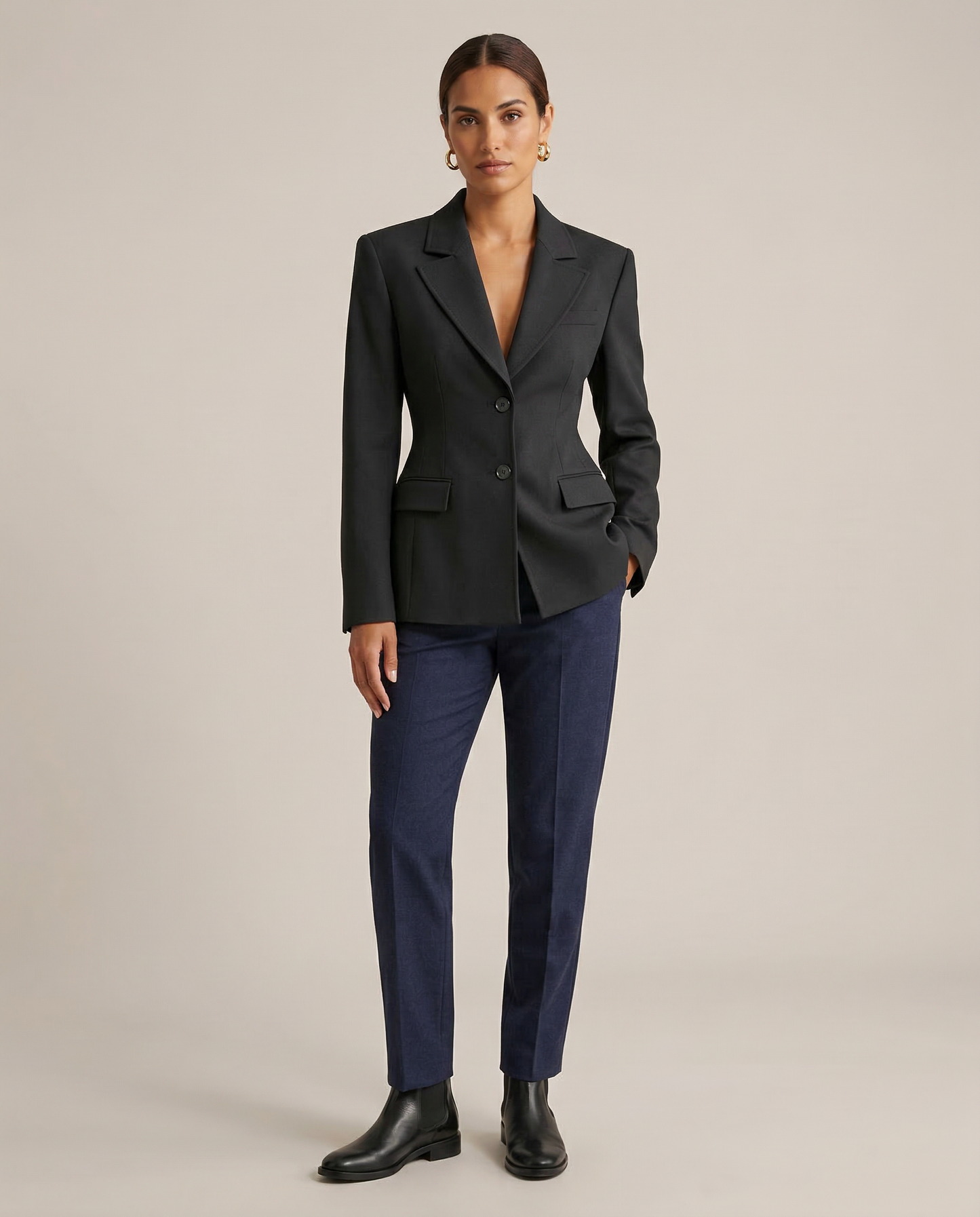 Chic Black Blazer for Women – Elegant Notched Collar for All-Season Versatility 3