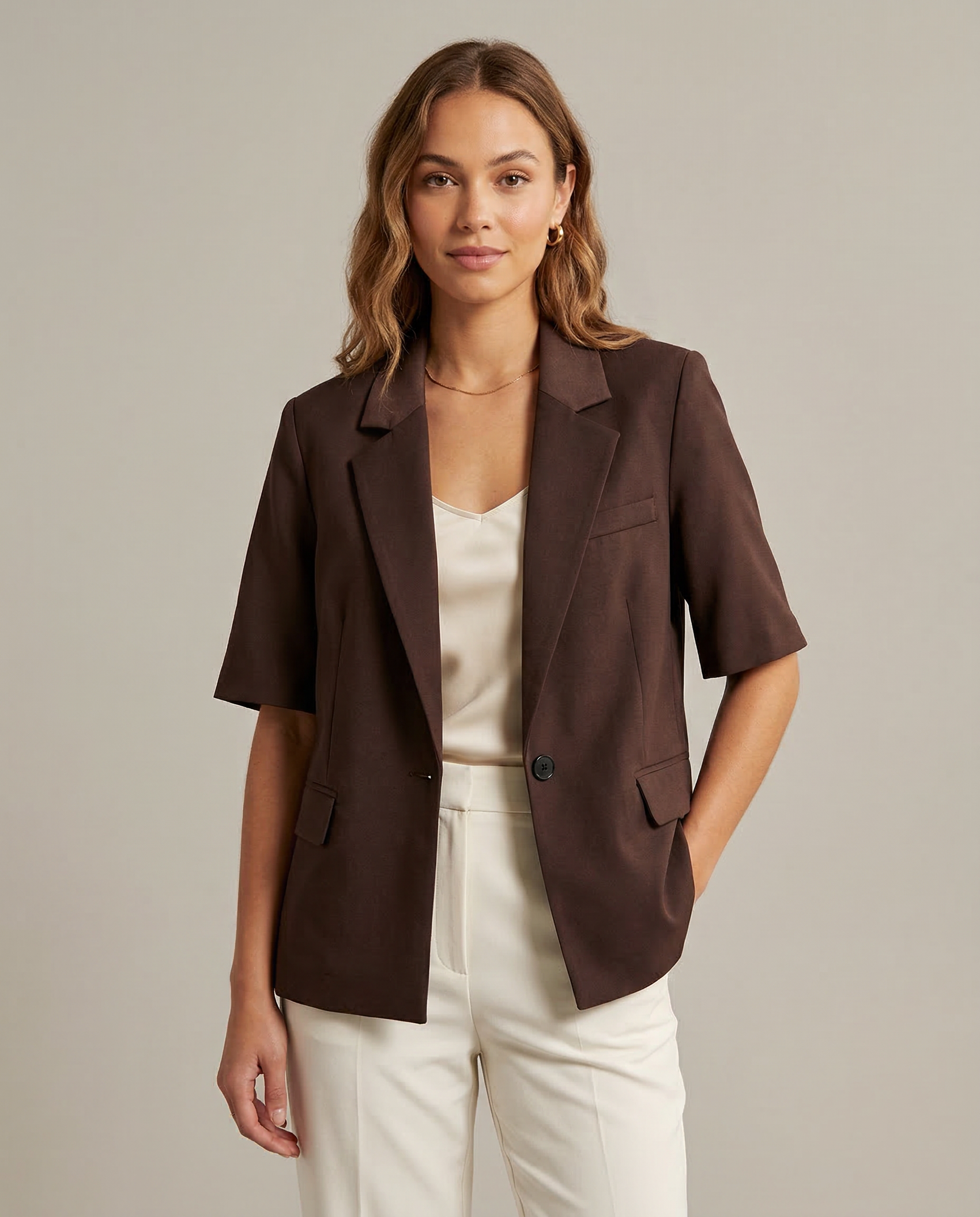 Chic Blazer – Contemporary Short Sleeve Office Essential 1