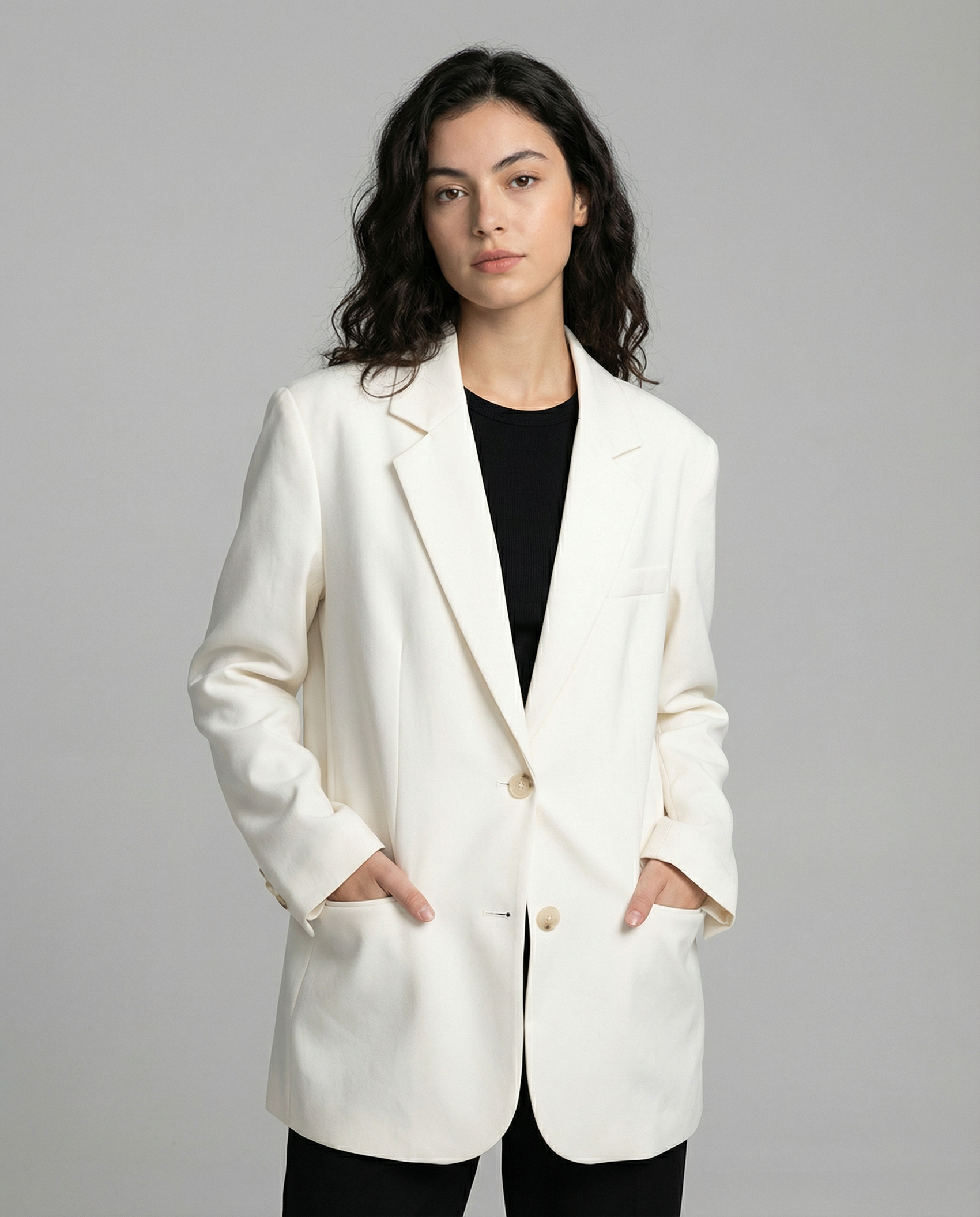 Chic Blazer – Elegant Solid Long Sleeve Office Coat 0