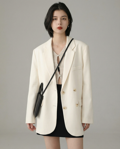 Chic Blazer – Elegant Solid Long Sleeve Office Coat 2