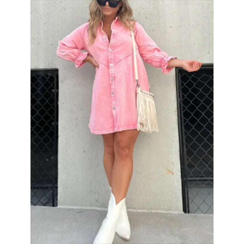 Chic Midi Dress – Stylish Lantern Sleeve A-Line for Effortless Autumn & Spring Looks 3