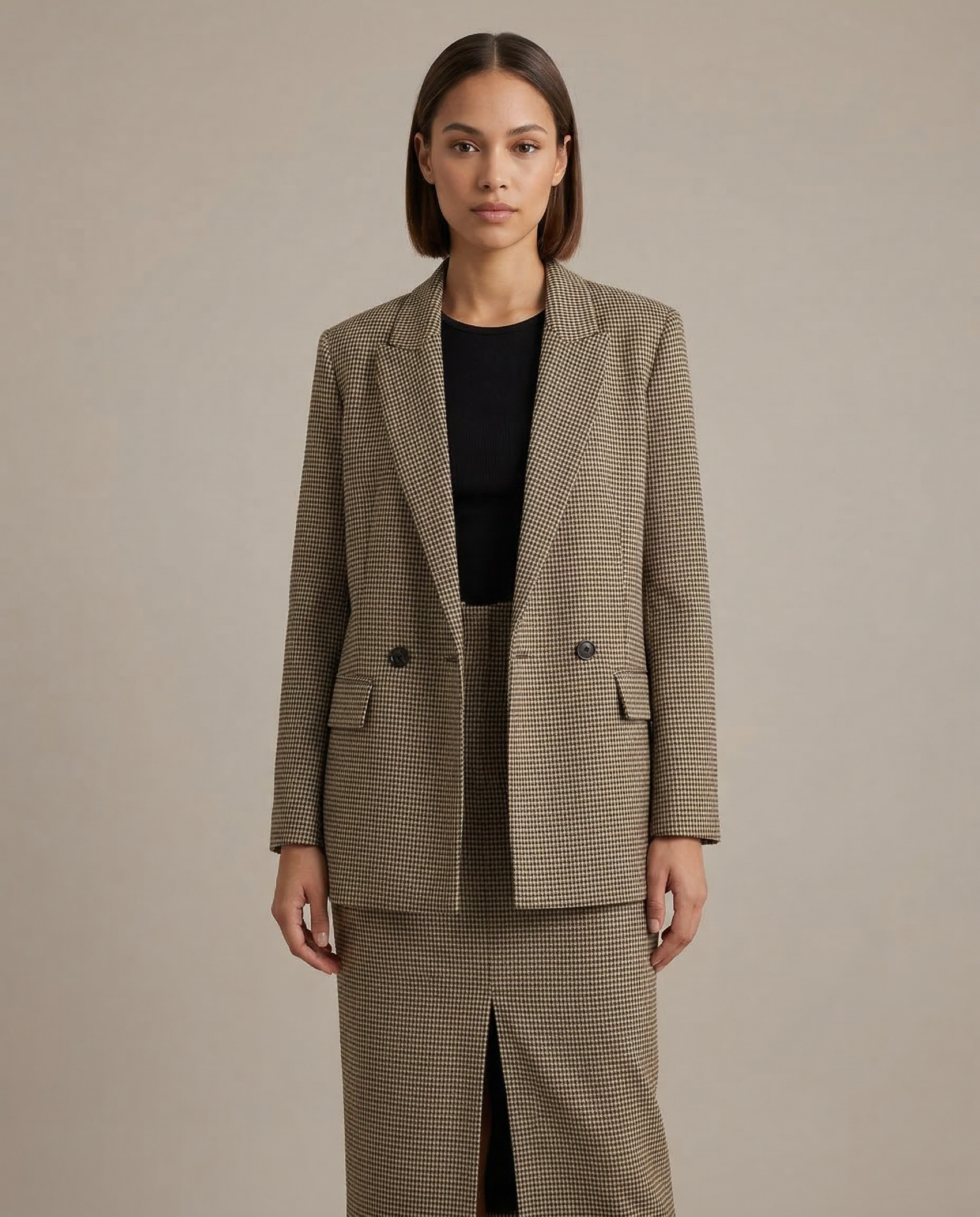 Chic Plaid Blazer – Vintage Double Breasted Versatile Layering Jacket 1